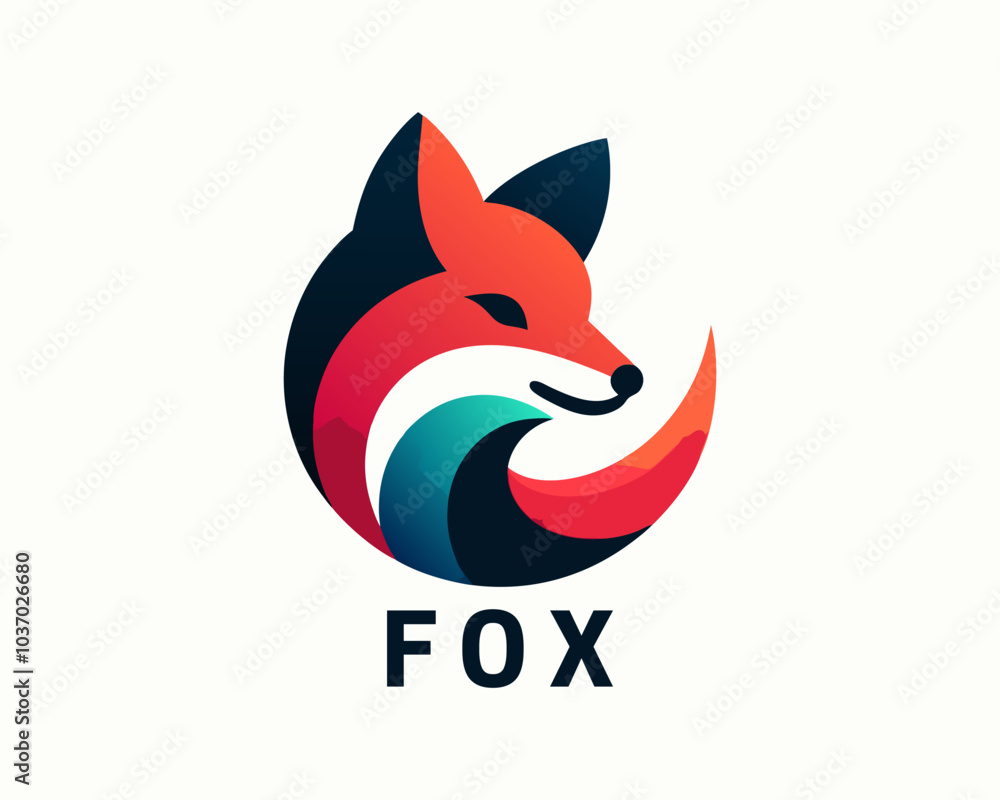 Obraz premium Colorful fox logo design vector template