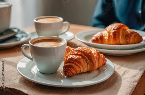 cup of coffee and croissant