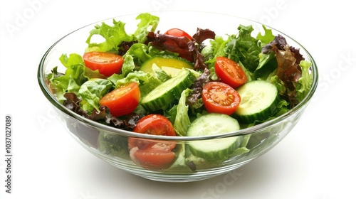 Fresh Vegetable Salad in a Glass Bowl