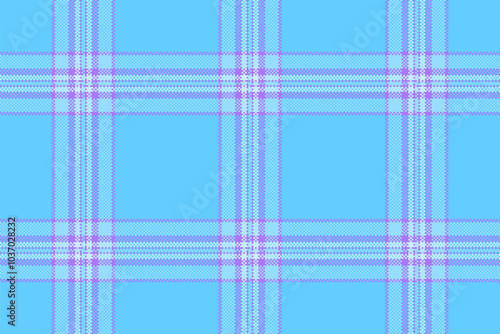 Cloth tartan check vector, repeating pattern textile background. Setting seamless fabric texture plaid in cyan and violet colors.