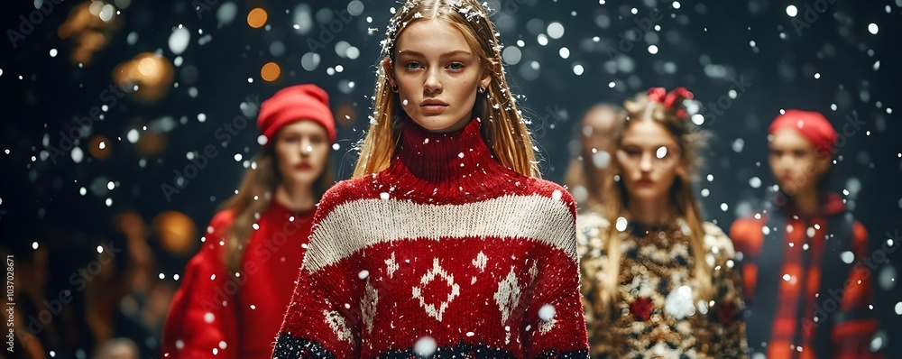 Festive High End Fashion Runway with Holiday Themed Outfits and Exclusive Sale Offers Festive High End Fashion Runway with Holiday Themed Outfits and Exclusive Sale Offers