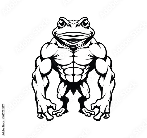 A cartoon muscular frog vector