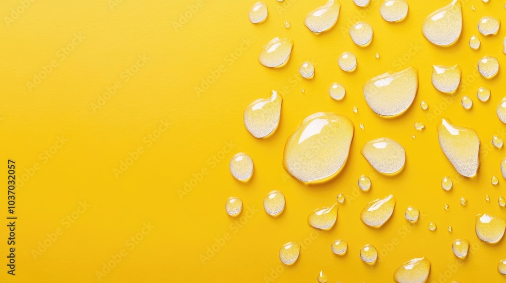 Ethereal Water Droplets on Yellow and White Graceful Background Ethereal Water Droplets on Yellow and White Graceful Background