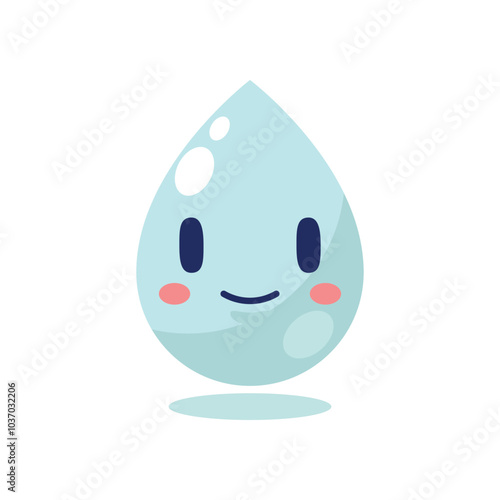 cute and funny 2d illustration of a cartoon character a water drop on white background background