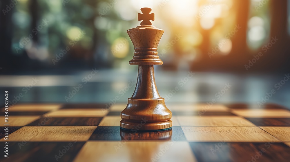 Wooden chess pieces on a board focused on the king, featuring warm tones, polished textures, and a shallow depth of field with soft lighting. Wooden chess pieces on a board focused on the king, featuring warm tones, polished textures, and a shallow depth of field with soft lighting.