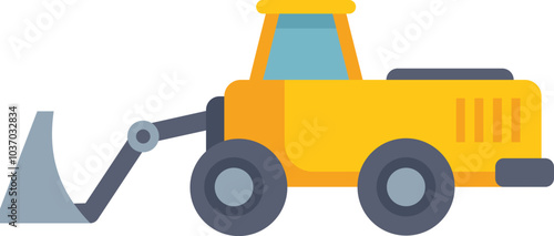 Yellow bulldozer is excavating using its front shovel, a symbol of construction and earthmoving