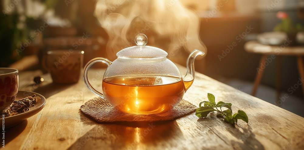 Fototapeta premium Making a cup of tea, Ai