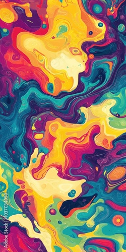 Wallpaper Mural Psychedelic Abstract Art: Vintage Illustration with Classic Ink Patterns Torontodigital.ca
