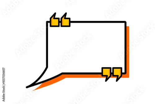 Quote box speech bubble. Opinion, idea, quotation concepts. Colored outline vector design isolated illustration.