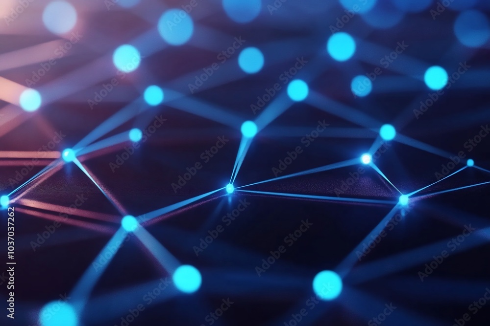 Abstract representation of a network with glowing nodes and connections. Abstract representation of a network with glowing nodes and connections.