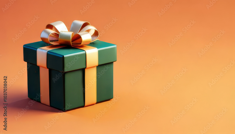 A festive gift box with a golden ribbon sits against an orange backdrop, evoking a cheerful and celebratory mood. A festive gift box with a golden ribbon sits against an orange backdrop, evoking a cheerful and celebratory mood.