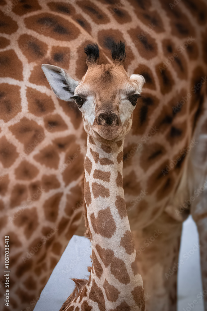 young giraffes 2 weeks old, background giraffe skin, head of young, newborn giraffe , GIRAFFA CAMELOPARDALIS CAMELOPORARDALIS, Nubian giraffe, young giraffes 2 weeks old, background giraffe skin, head of young, newborn giraffe , GIRAFFA CAMELOPARDALIS CAMELOPORARDALIS, Nubian giraffe,