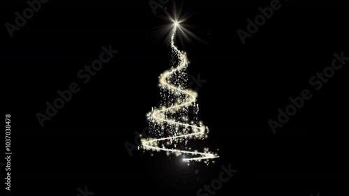 Glowing Christmas tree on black