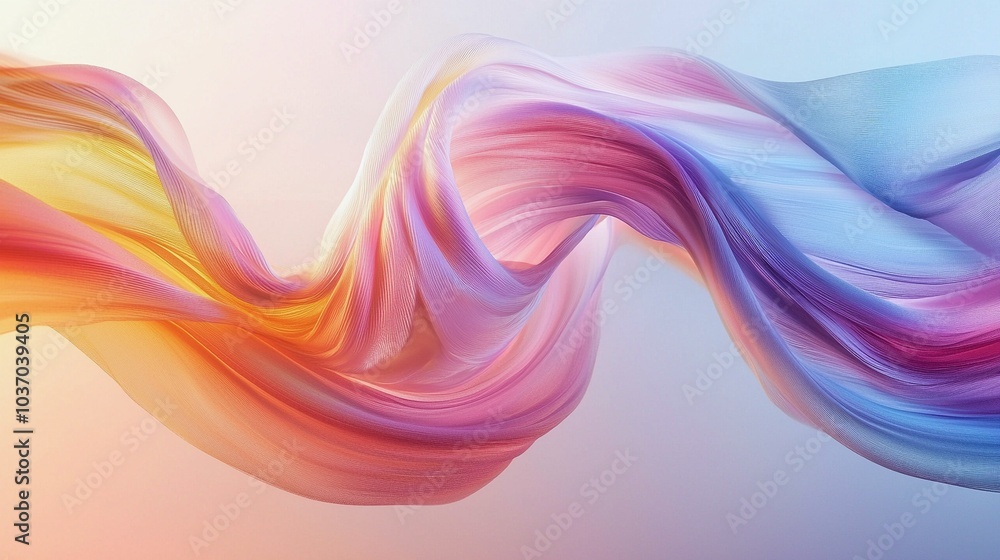 Colorful Flowing Ribbon in Mid-Air with Soft Gradients Colorful Flowing Ribbon in Mid-Air with Soft Gradients
