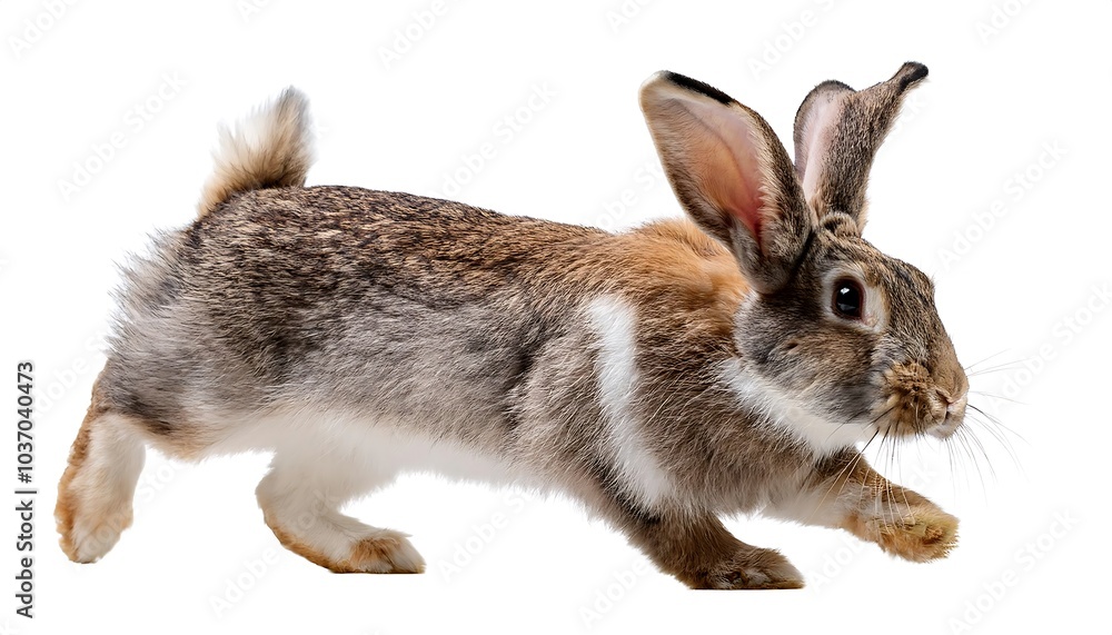 Fototapeta premium The studio portrait of a cute rabbit is isolated on a transparent background