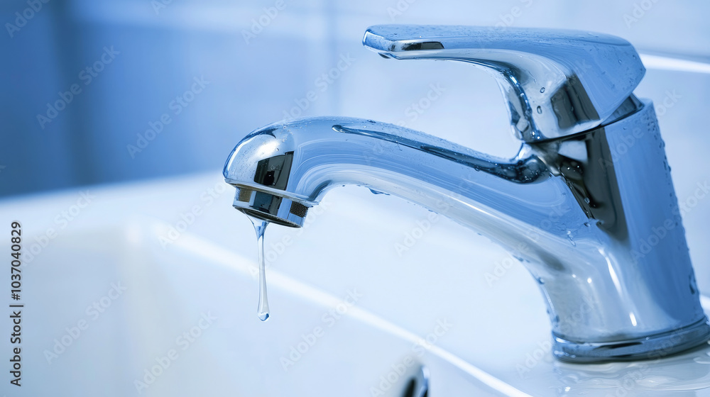 Close-up of a leaking faucet dripping water onto a white porcelain sink, highlighting the urgency of fixing a product issue Close-up of a leaking faucet dripping water onto a white porcelain sink, highlighting the urgency of fixing a product issue