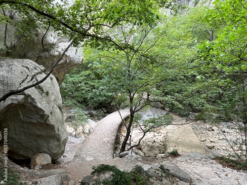 Dry river bed of Velika Paklenica torrent, Starigrad (Paklenica National Park, Croatia) - Ausgetrocknetes Flussbett des Wildbachs Velika Paklenica, Starigrad (Nationalpark Paklenica, Kroatien) photo