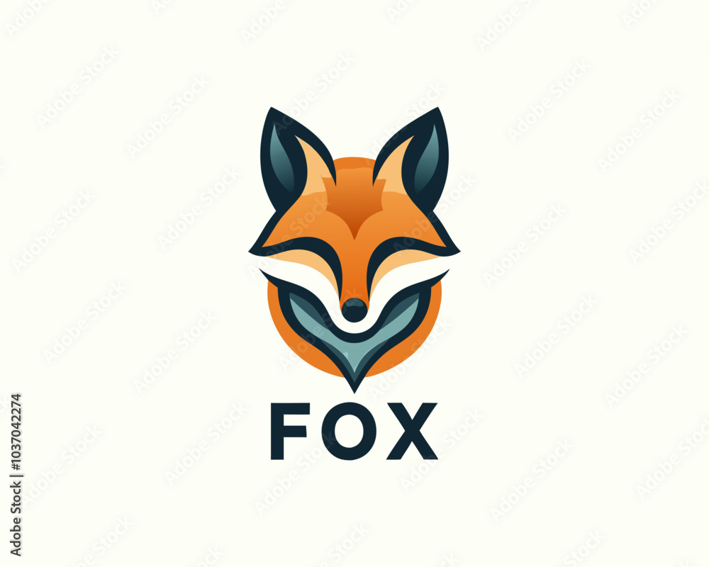 Fototapeta premium Colorful fox logo design icon symbol vector illustration