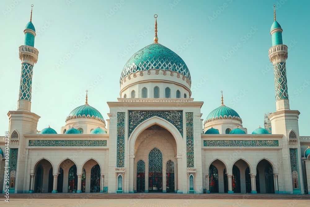 Fototapeta premium Beautiful mosque as a place of worship for Muslims created with Generative AI