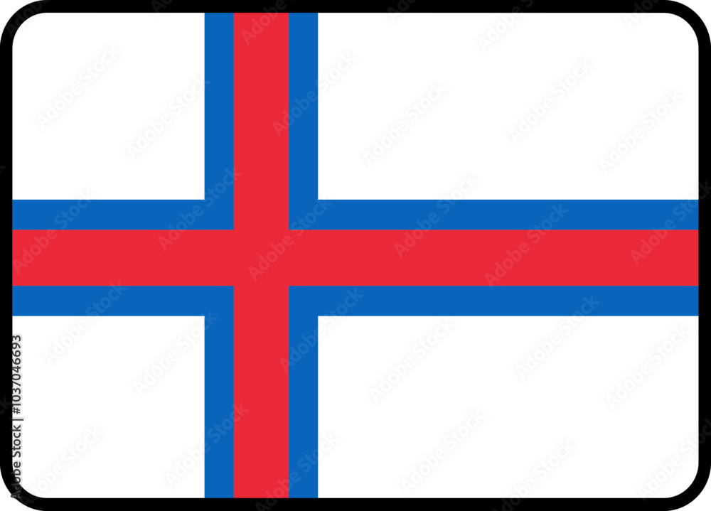 Faroe Island Flag Rounded Rectangle Icon Faroe Island Flag Rounded Rectangle Icon