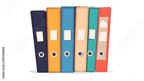 Colorful Stack of Ring Binders with Labels