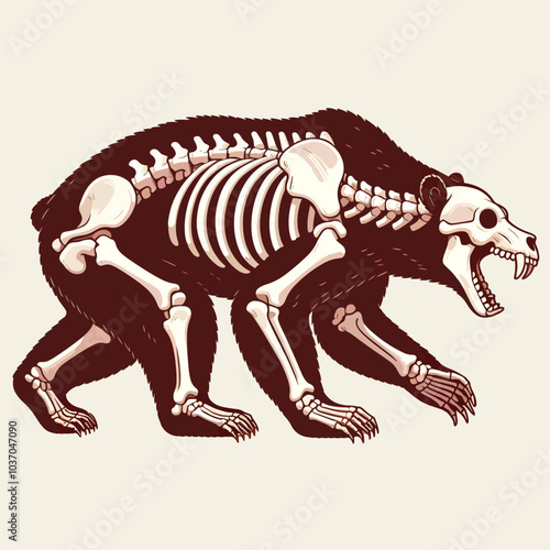 A bear skeleton is shown in a brownish color