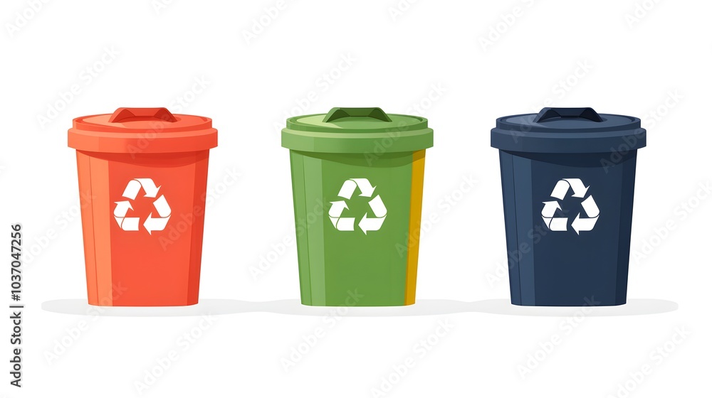 Recycle Bins Illustration Red Green Blue Waste Management Recycling Environmental Awareness Recycle Bins Illustration Red Green Blue Waste Management Recycling Environmental Awareness