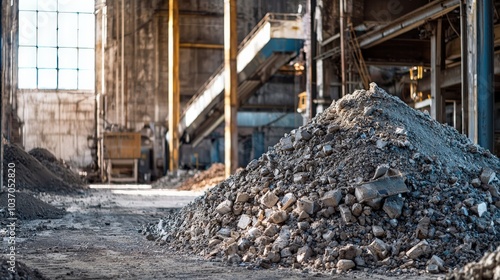 Pile of raw materials, factory floor