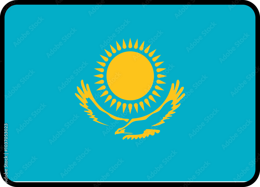 Fototapeta premium Kazakhstan Flag Rounded Rectangle Icon