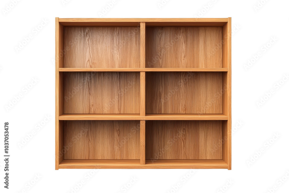 Wooden shelf with six compartments on a white isolated background. Wooden shelf with six compartments on a white isolated background.