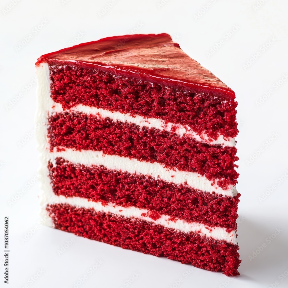 Close-Up of Red Velvet Cake Slice Showcasing Rich Texture and Filling Close-Up of Red Velvet Cake Slice Showcasing Rich Texture and Filling