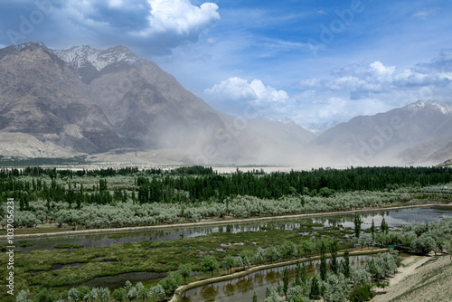 The Cold Desert, also known as the Katpana Desert or Biama Nakpo, is a stunning high-altitude desert situated near Skardu in Pakistan’s northern Gilgit-Baltistan region.  photo