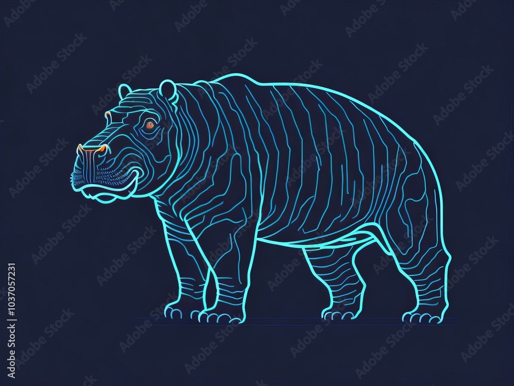 Naklejka premium Neon Animal Icons: Chinese New Year Fauna with Vivid Colors, Retro Pop-Art, and Surreal Neon Designs. Bold Wildlife Portraits on Black Background, Crafted with Generative AI for Commercial content
