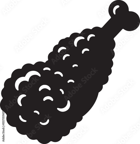Fried chicken icon silhouette design vector art illustration