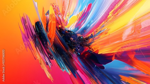 Bright bold colors and exaggerated motions in a fast-paced kinetic artwork photo