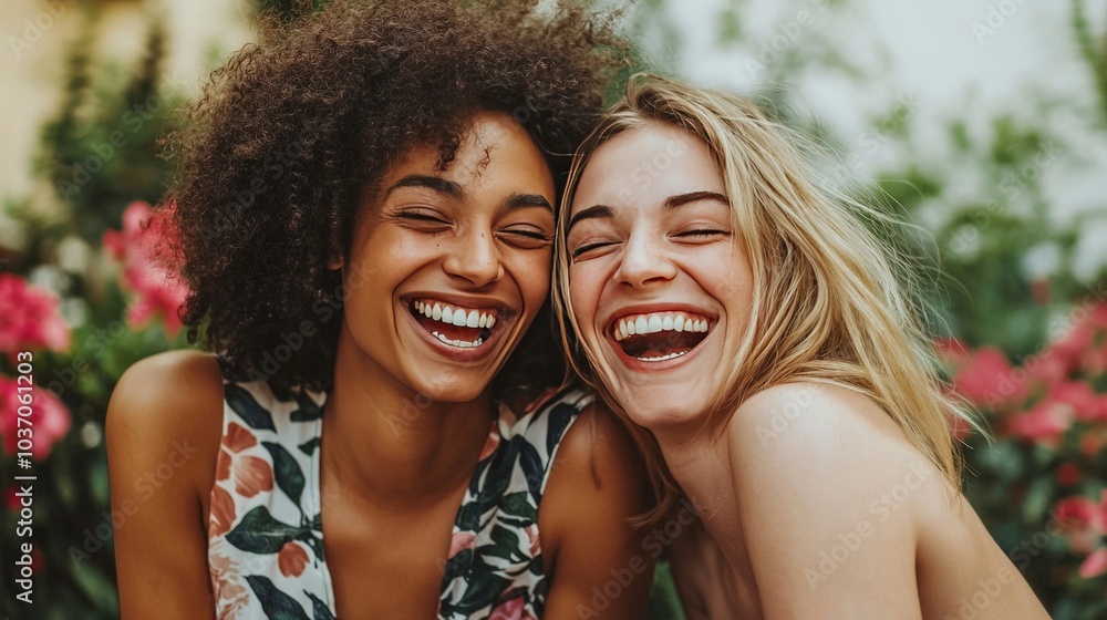 Two friends laughing and sharing stories, showing open emotional communication in their relationship Two friends laughing and sharing stories, showing open emotional communication in their relationship