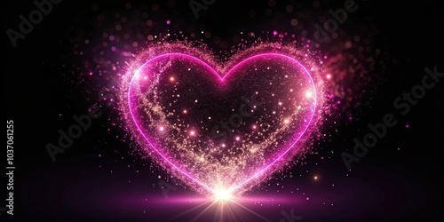 A vibrant pink heart-shaped luminous aura, radiating warmth and magic on a dark background with a touch of sparkle.