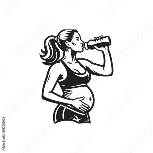 A pregnant woman prioritizes hydration for a healthy pregnancy.