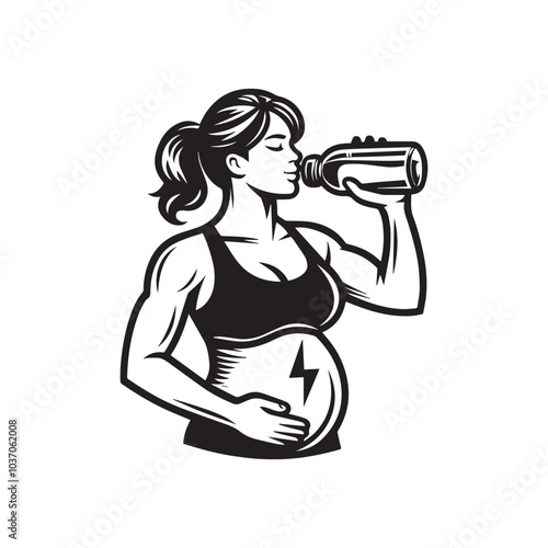 A pregnant woman prioritizes hydration for a healthy pregnancy.