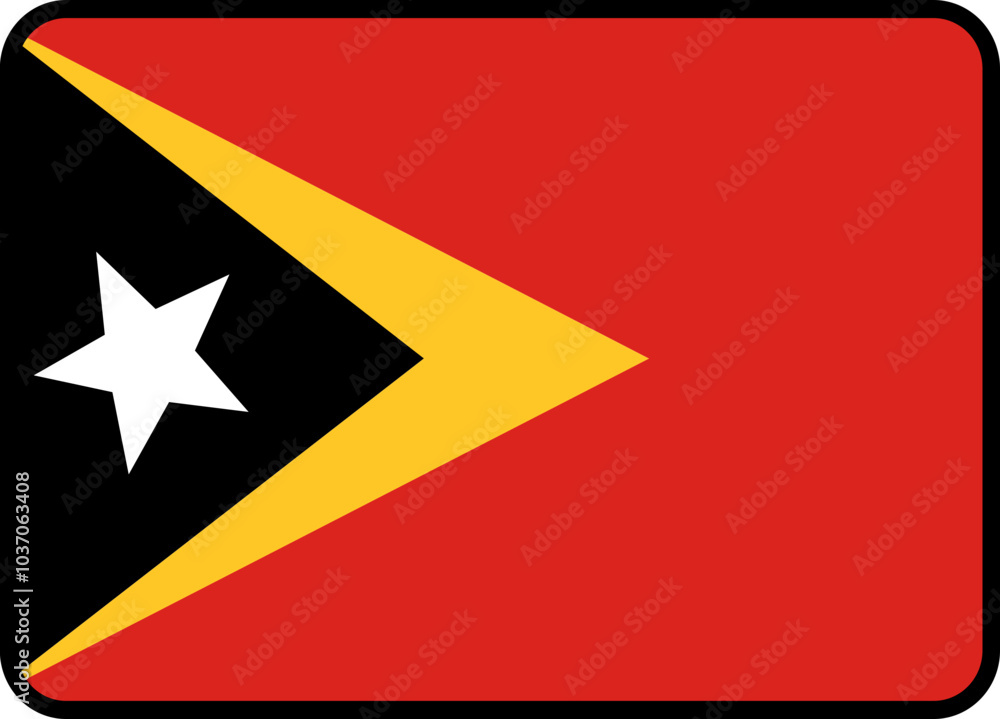 Timor-Leste Flag Rounded Rectangle Icon