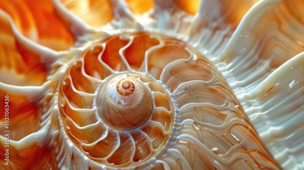 Abstract depiction of a nautilus shell, focusing on its detailed swirl. The shell's natural patterns are beautifully displayed in this art piece. Abstract depiction of a nautilus shell, focusing on its detailed swirl. The shell's natural patterns are beautifully displayed in this art piece.