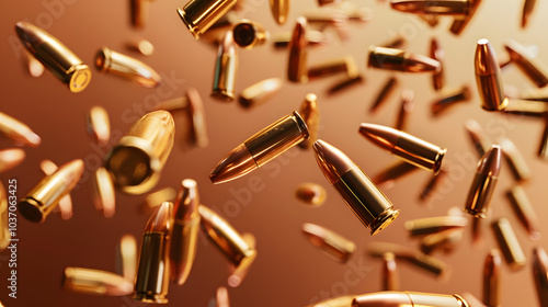 A Bunch of Bullets Floating on a Solid Color Background.