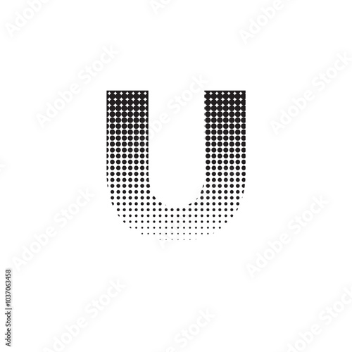 u alphabet halftone dotted effect logo icon vector illustration eps