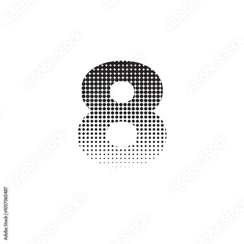 8 number halftone dotted effect logo icon vector illustration eps