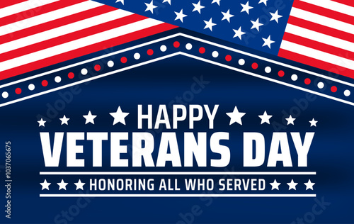 happy Veterans day celebration background or banner design template with usa flag. Honoring all who served. Veterans day background with american flag.