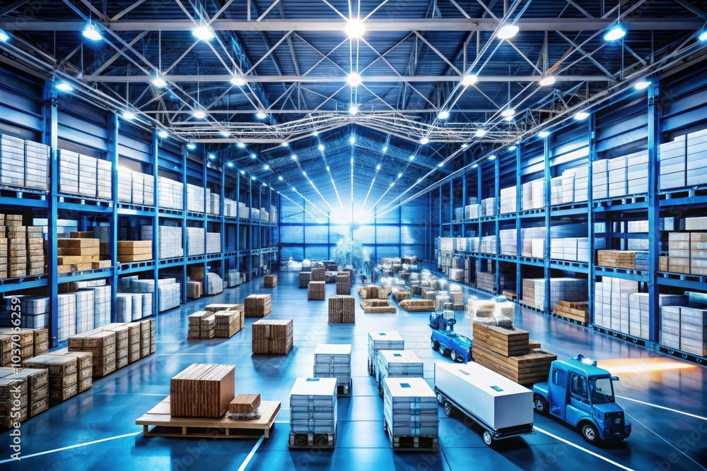 Futuristic Distribution Hub with Smart Logistics Operations Futuristic Distribution Hub with Smart Logistics Operations