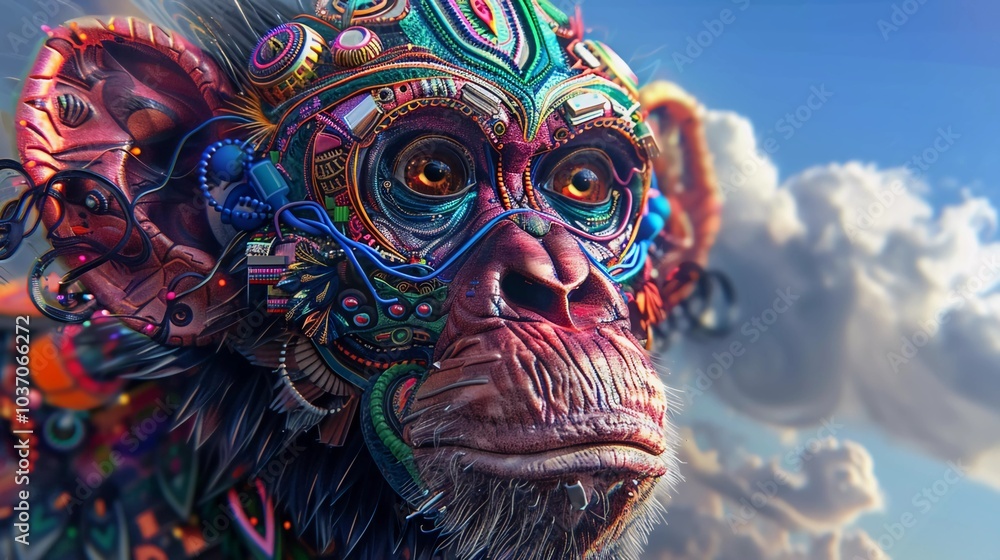 cyberpunk monkey illustration character for tshirt mockup design cyberpunk monkey illustration character for tshirt mockup design