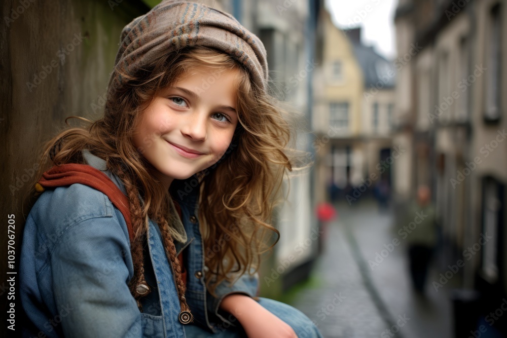 Portrait of a cute little girl in the streets of Luxembourg. Portrait of a cute little girl in the streets of Luxembourg.