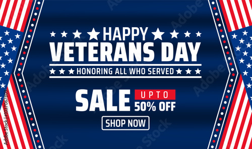 happy Veterans day celebration background or banner design template with usa flag. Honoring all who served. Veterans day background with american flag.