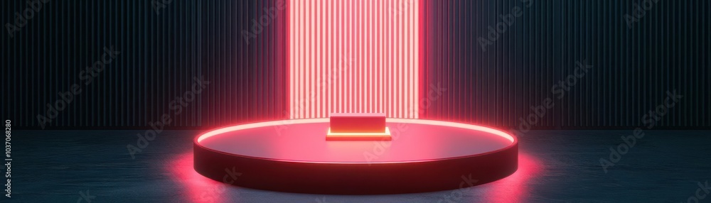 Futuristic illuminated platform with neon lighting effects. Perfect for showcasing products or creative presentations in a modern aesthetic. Futuristic illuminated platform with neon lighting effects. Perfect for showcasing products or creative presentations in a modern aesthetic.